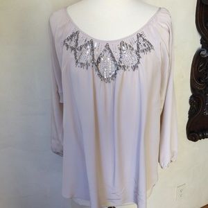 Rebecca Taylor Pink with Silver Sequins Blouse
